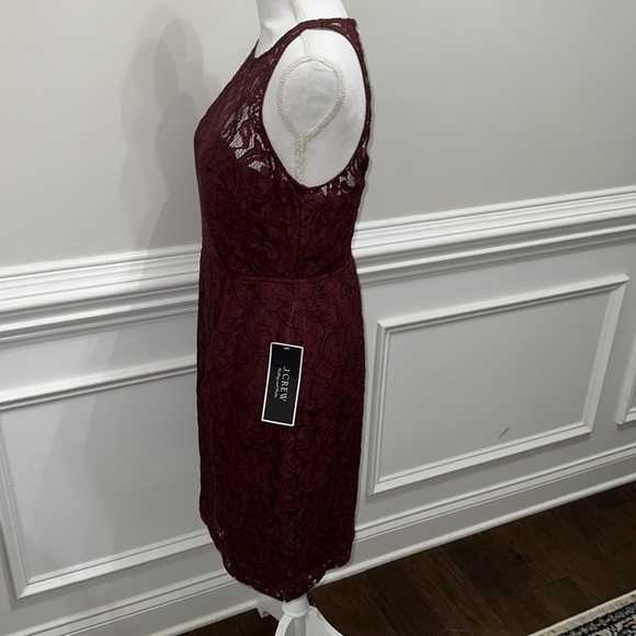NWT J. Crew Pamela in Leaver Lace Wine Color Midi Dress sz 10 - Picture 4 of 10